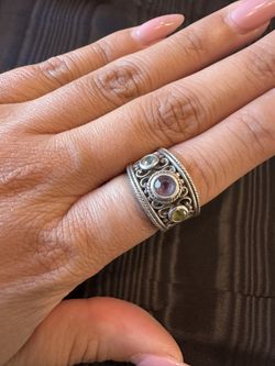Boho Sterling Silver Gemstone Ring – Size 7