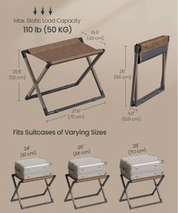 SONGMICS Leather Luggage Rack Foldable Suitcase Stand Set of 2 - Brown
