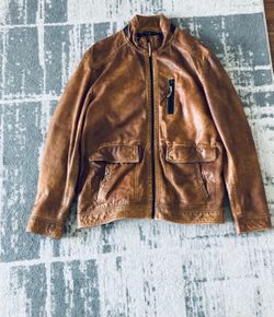 Men's Carbon 2 Cobalt Genuine Leather Jacket - Brown - Size Large