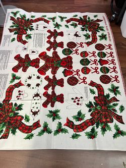 Christmas Plaid Appliqués Fabric Panel