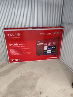 75" inch flat-screen (TCL) with roku