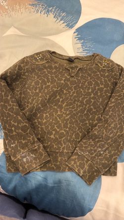 Animal Print Knit Sweater with Studded Shoulders