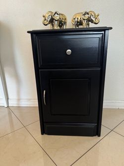 1 table with drawer / nightstand  18-1/2” x17” and 28-1/2”high in good condition