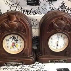 MICKEY MOUSE VINTAGE 1987 SEIKO QUARTZ CLOCKS ,,, 60th Anniversary, SET OF 2/ $50.00