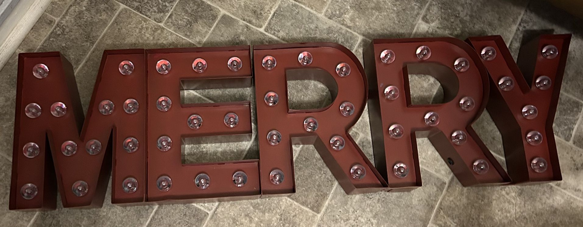 MERRY Metal Sign (37.5” X 10” X 3”)