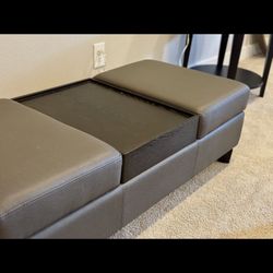 Kasala Origami Faux Leather Storage Ottoman-Gray