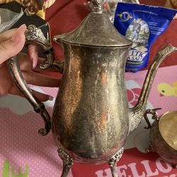 Vintage Leonard Silver Plated Tea Pot And Sugar Cup