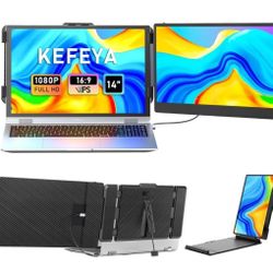 Laptop Screen Extender, 14" FHD 1080P IPS Laptop Monitor Extender Dual Screen, Portable Monitor for Laptops 13-17" with USB-C/HDMI Port, Plug n Play f