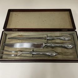 Vintage Hunt Silverware Stainless Steel 3 Piece Carving Set  Sheffield England