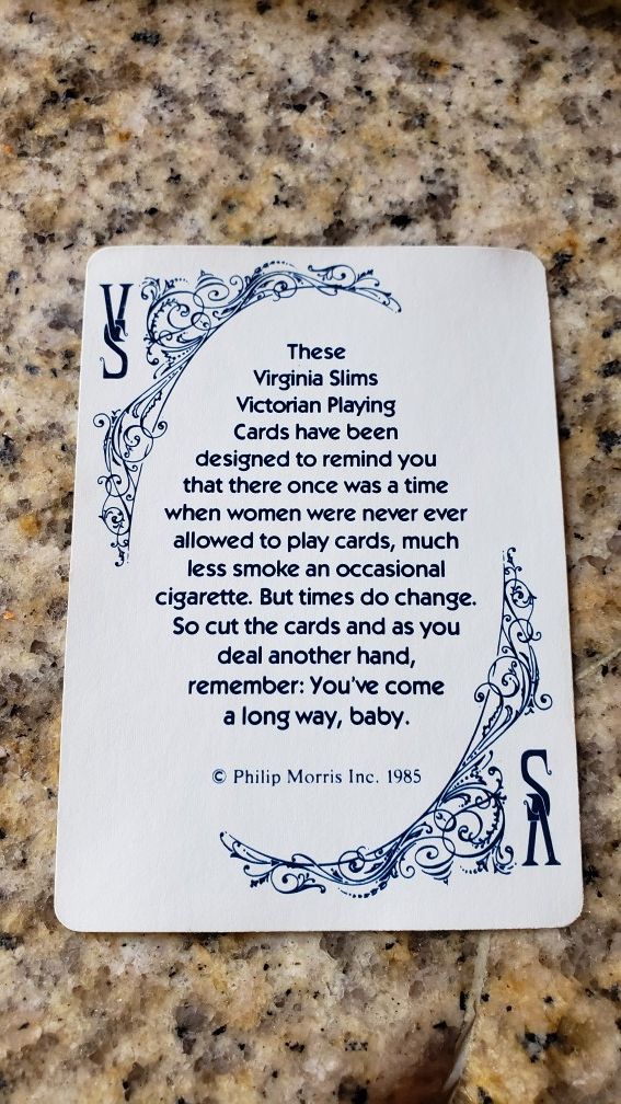 Vintage 1985 Virginia Slims Playing cards