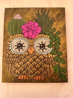 Handpainted owl artwork