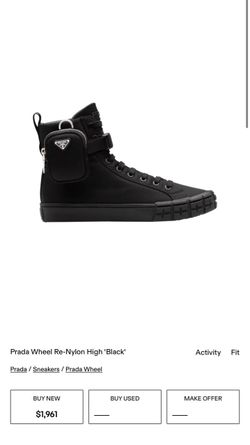 Prada Wheel Re-Nylon High-Top Sneakers Black