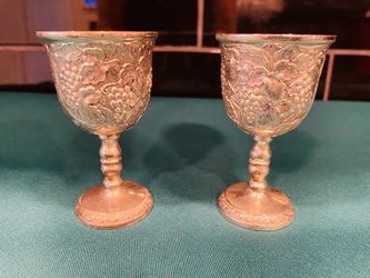 Vintage set of 2 silverplate kiddish cups with gold lining made by Enesco