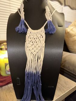 BRAND NEW - Macrame Navy Blue/Cream Set  