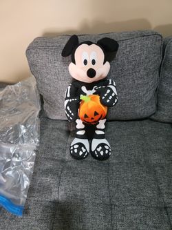 Disney Mickey Halloween Skeleton JOL 22 Inch Door Greeter Gemmy Standing Figure