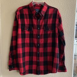 Mens Red Shirts Plaid Flannel shirt Size Large