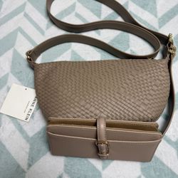 Anne klein bag and wallet, Tan and brown leather crossbody bag #tanleather