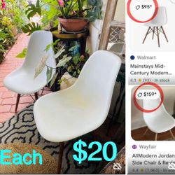 $20 each Mid century style Chair easy to take care & Durable Plastic , in great condition 3 Availabl