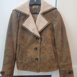 Leather  Sherpa Coat Jacket Women
