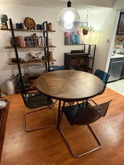 Wood Top w/ Metal Base Round Table 30”h x 45”w
