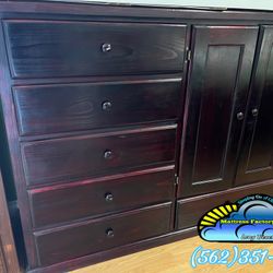 Assembled Dark Cherry Wood Clothes Wardrobe