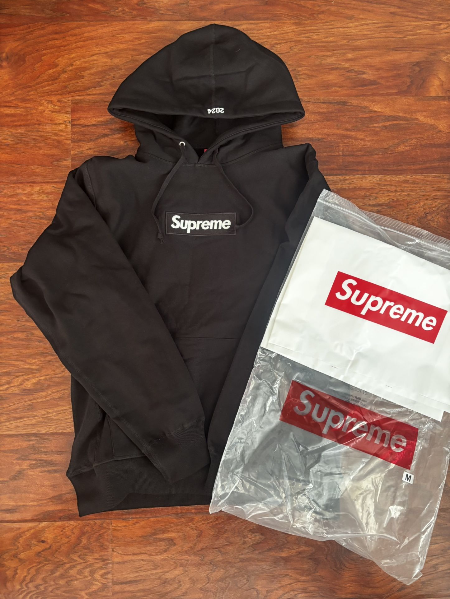 Og Black Boxy Logo Supreme Hoodie