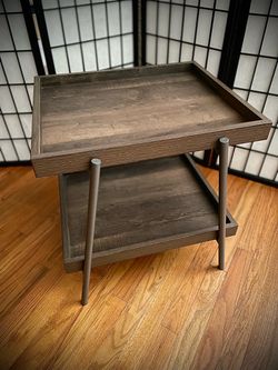 Two-Tier Wood and Metal Side Table