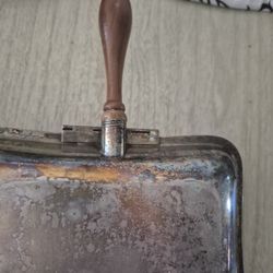 Silent Butler Crumb Catcher Silver Plate With Wood Hand