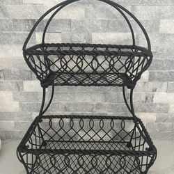 2-Tier Round Metal Countertop Basket
