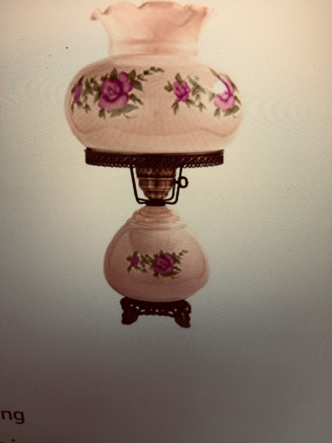 Tall Hurricane Table Lamp in Rose Over Beige