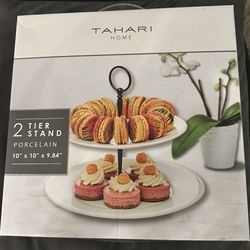 Tahari Home 2-Tier Porcelain Serving Stand