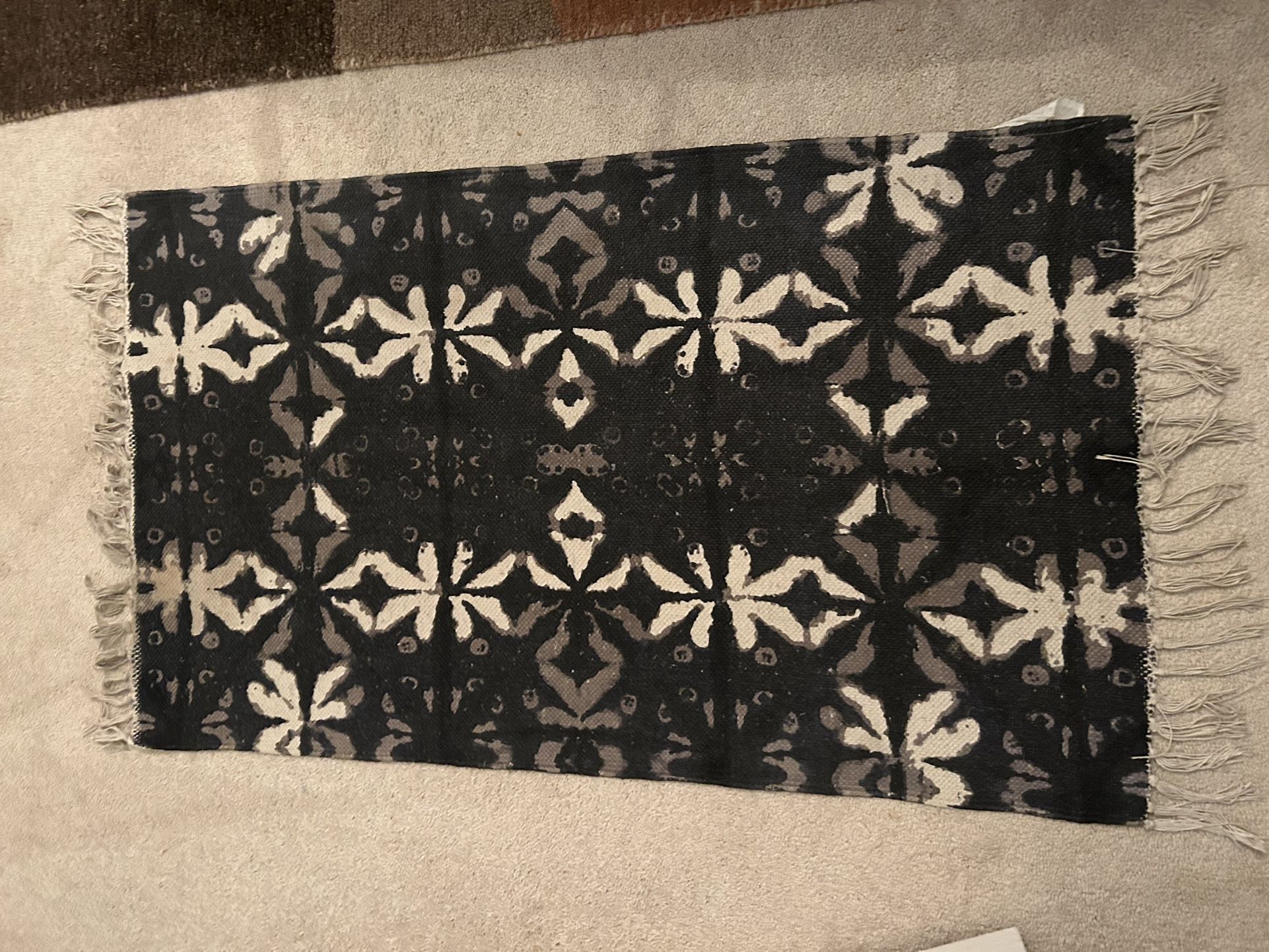 Small Area Rug with Ikat Pattern