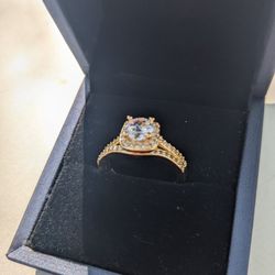 Bridal Set 14K Gold Over Sterling Silver engagement wedding band