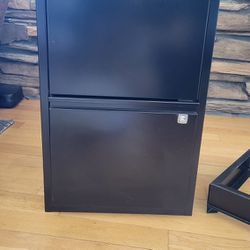 Black Vertical Filing Cabinet with Two Drawers