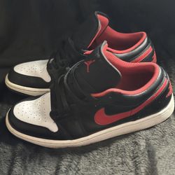 Men Size 11 - Jordan 1 Low White Toe 2022 - black, fire red, and white colorway