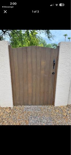Wooden Fence Gate with Black Hardware