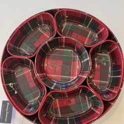 New!Tommy Bahamas Melamine Serving Tray Spinning Plaid