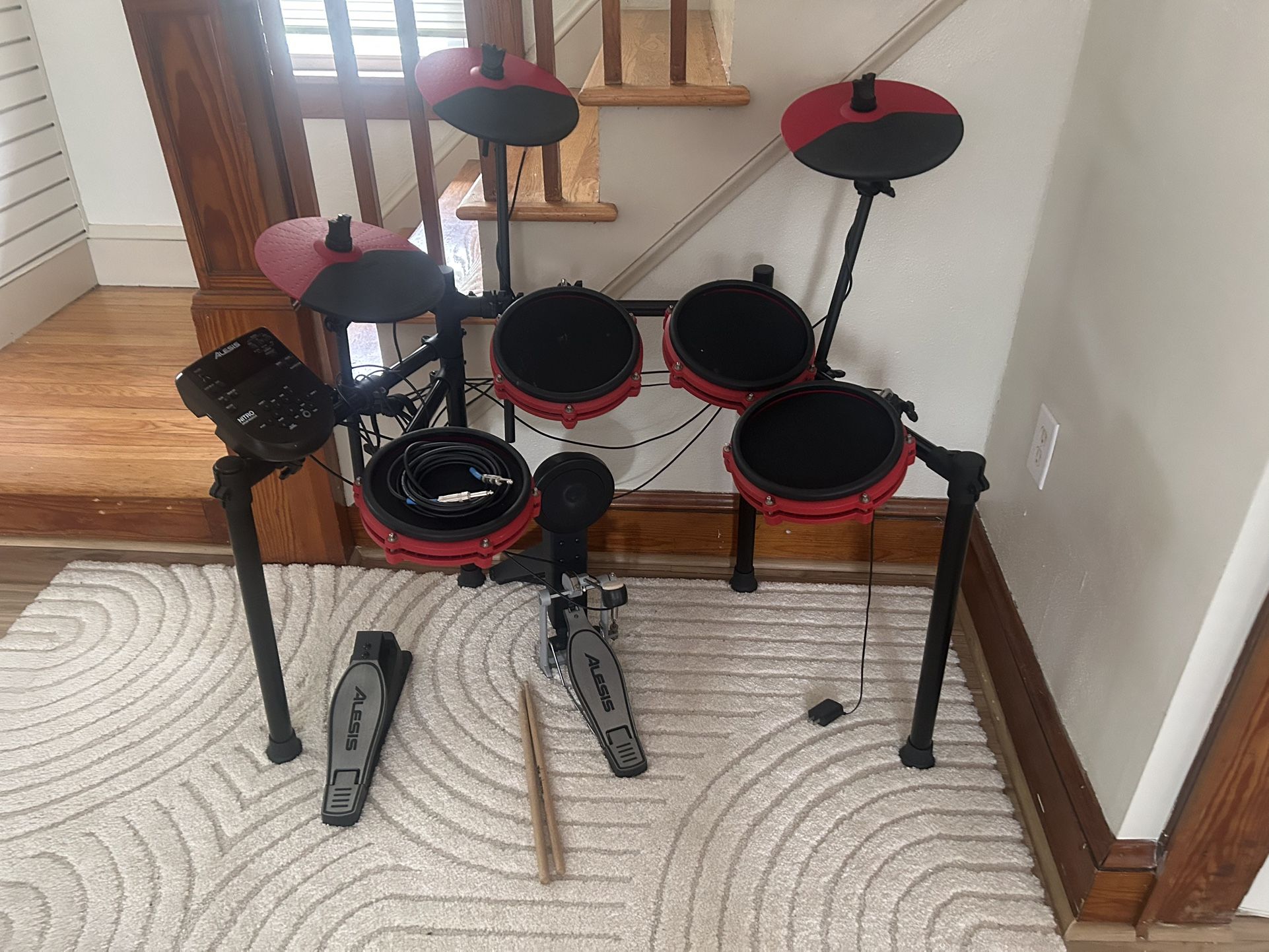 Red And Black Alesis Drum Set