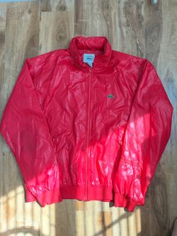 Lacoste Red Windbreaker Zip-Up Jacket