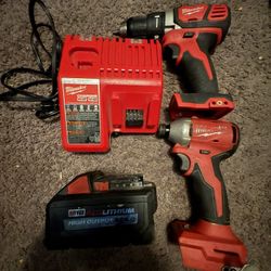 Milwaukee Drill Set With Red Lithium High Output Battery