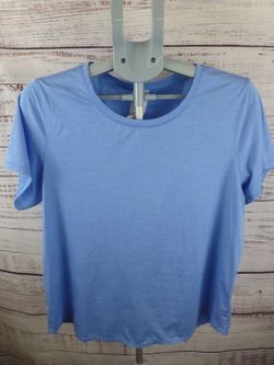Kirkland Women's Blue Activewear Tee Shirt Size L/G Easy Tearaway Tag Mesh - J5