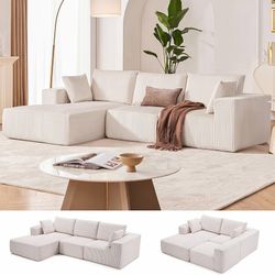 1691  108” Modular Sectional Sofa, Cloud Sectional Couch with Deep Seat, Modern Modular L-Shape Sofa Couch with Chaise,Upholstered Boneless Couches fo