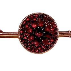 9CT GOLD VINTAGE ANTIQUE BOHEMIAN GARNET BROOCH PIN ESTATE JEWELRY 6.8G-CLASSIC