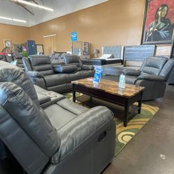 Microfiber Reclining Sofa Set 