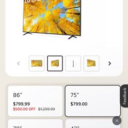  LG 75” 4K Smart TV – Model 75UQ7590PUB – Excellent Condition