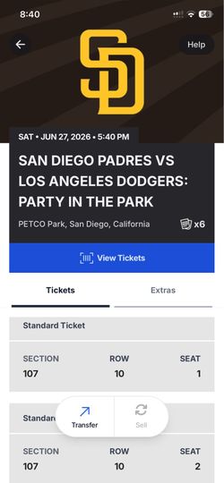 San Diego Padres Vs Los Angeles Dodgers  Saturday June 27th
