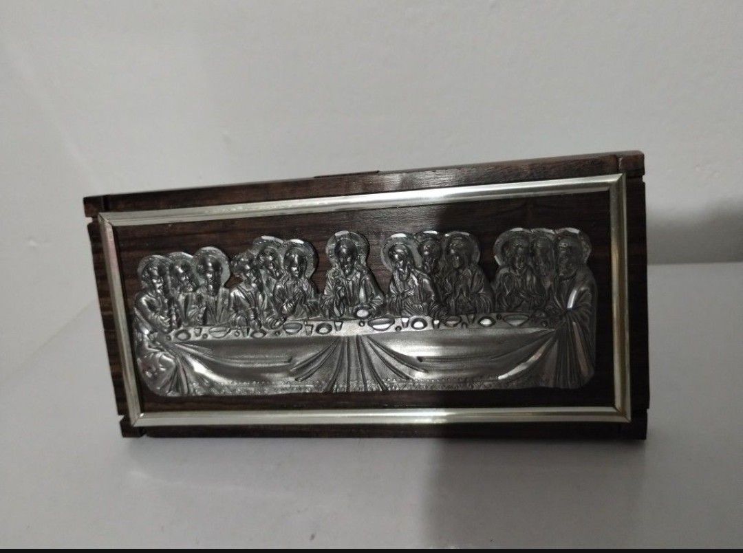 VINTAGE LORD'S SUPPER PELTRO CESELLATO A MANO MADE IN ITALY 6"×3" - M100