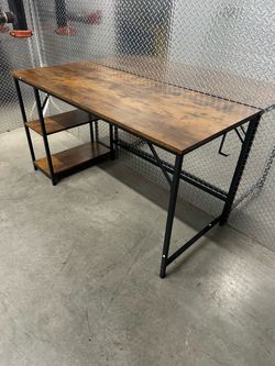 Wood and Metal Desk with Shelves