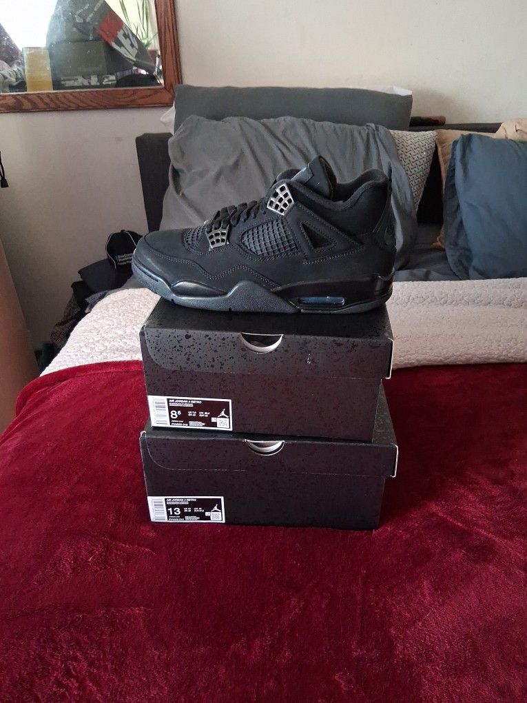Air Jordan 4 Retro " Blackcat" Sizes 8.5 & 13 Brand New 