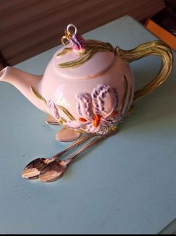 Handmade Teapot W/ Vintage Parts( Spoon Chimes)